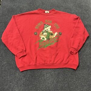 Vintage Home For The Holidays Sweatshirt Womens One Size Red Christmas Bear 90s